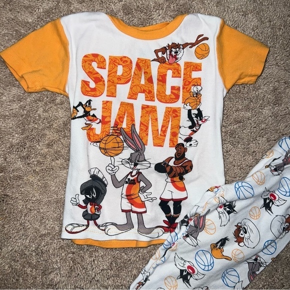 LeBron James Space Jam Basketball Bugs Bunny Tasmanian Devil Pajamas Size 4 - Picture 4 of 7